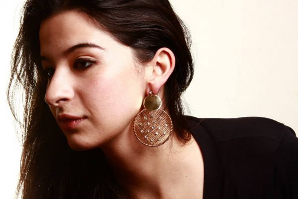 Brinco Rede Redondo com Strass